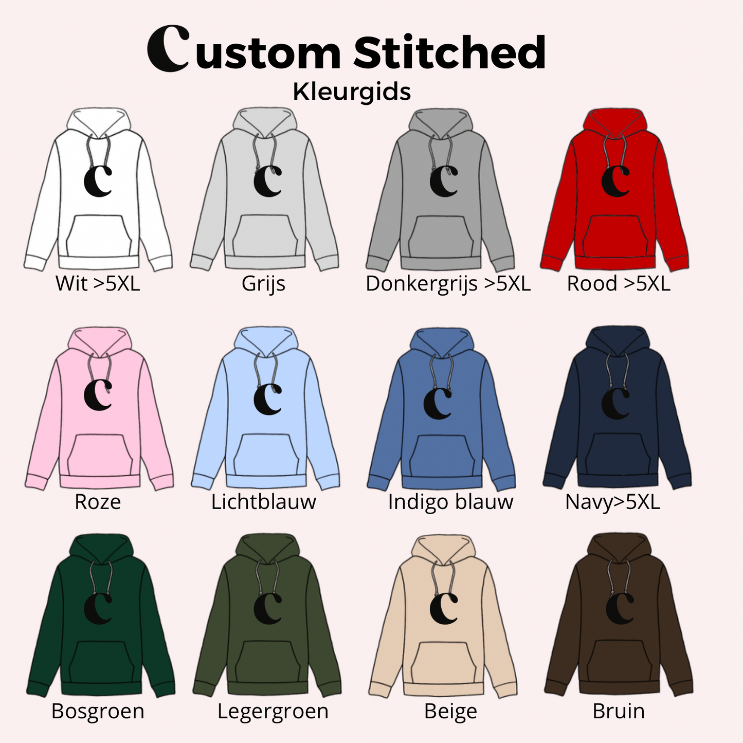Hoodie-set met datum en initiaal