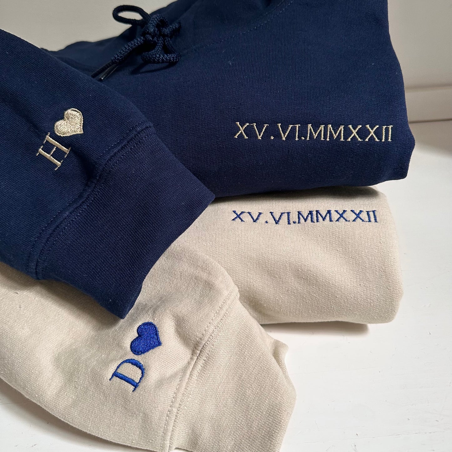 Hoodie-set met datum en initiaal
