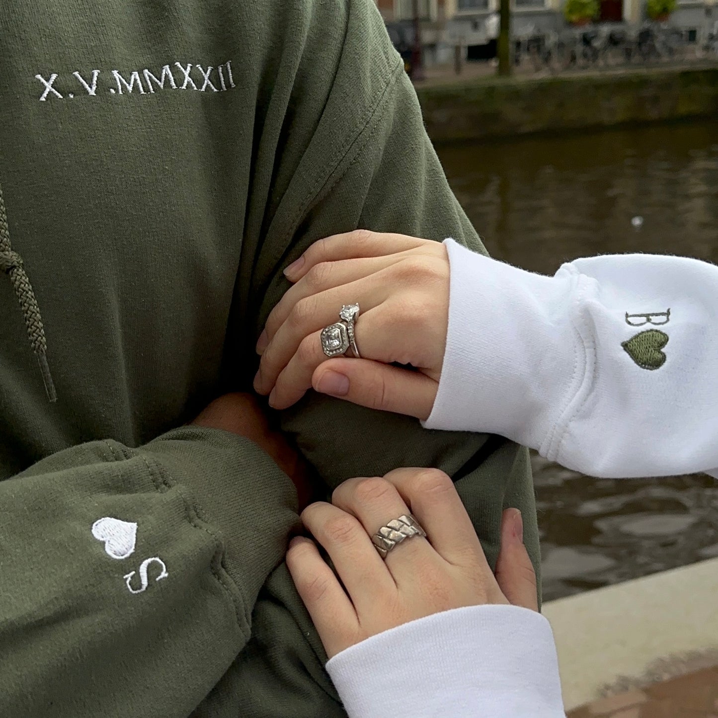 Hoodie-set met datum en initiaal